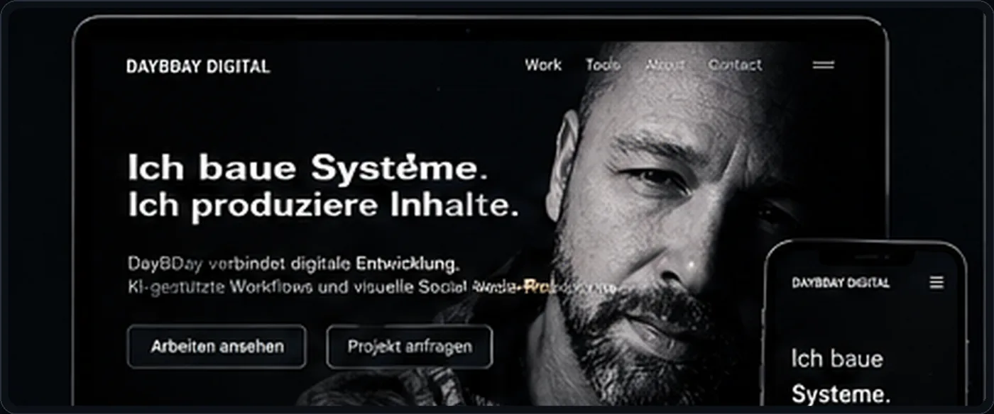 Desktop- und Mobile-Konzeptansicht der DayBDay Digital Website